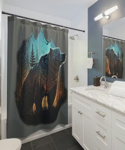 Wild Bear Drawing Nature Print Shower Curtain