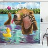 Wild Bear In The Sea Print Animal Shower Curtain For Bathroom Decor