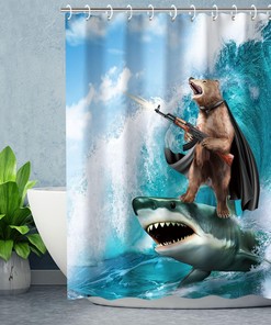 Wild Bear Shower Curtain Set, Funny Bathroom Decor for Animal Lovers