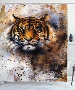Wild Beast Angry Predator Tiger Shower Curtain for Adventurous Bathrooms