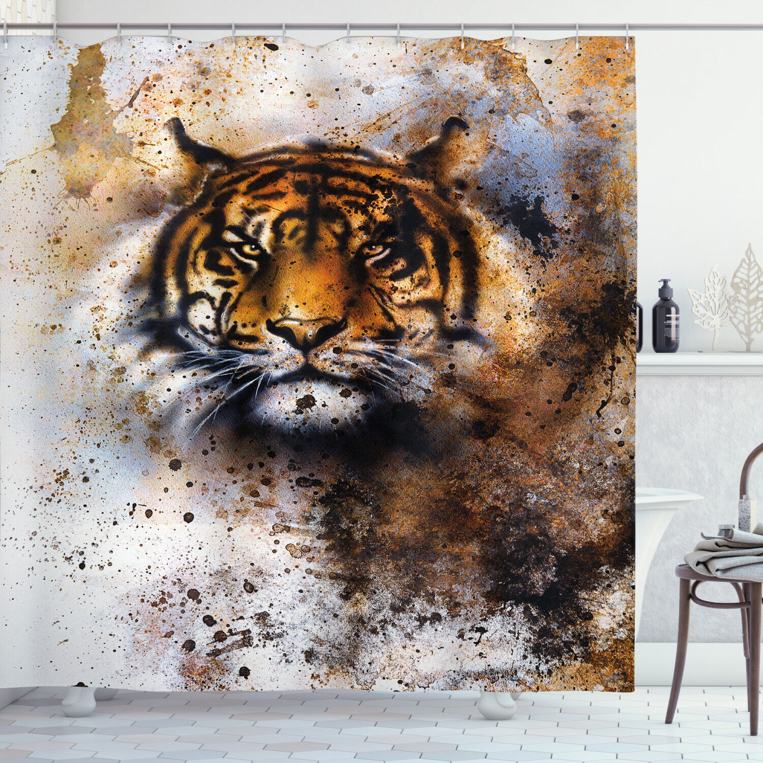 Wild Beast Angry Predator Tiger Shower Curtain for Adventurous Bathrooms