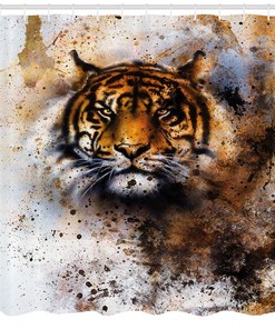 Wild Beast Angry Predator Tiger Shower Curtain for Adventurous Bathrooms