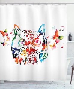 Wild Birds And Owl Abstract Animal Print Shower Curtain For Bathroom