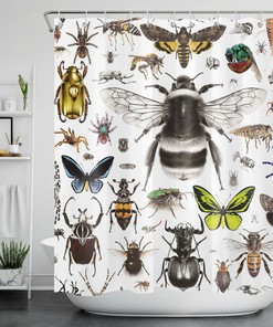 Wild Butterfly Watercolor Insect Shower Curtain for Bathroom Decor