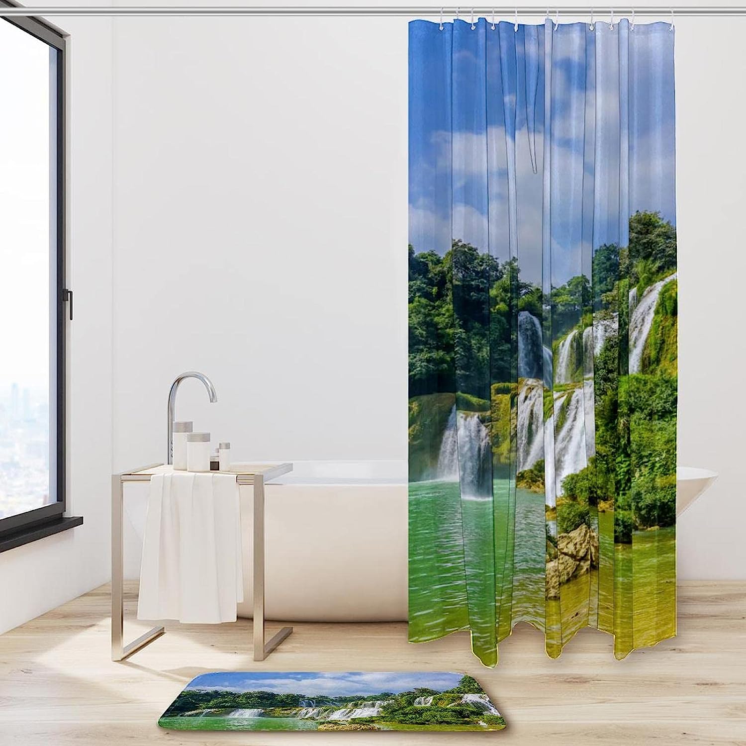 Wild Elephant Teeth Shower Curtain, Grey Nature Inspired Design for a Modern Bathroom
