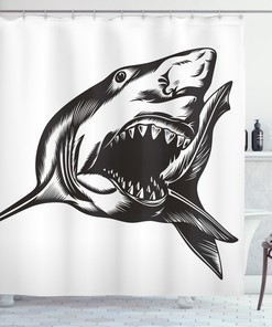 Wild Fish Open Mouth Print Shower Curtain for Your Bathroom