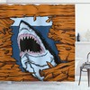 Wild Fish Wooden Plank Print Shower Curtain for Your Bathroom