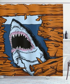 Wild Fish Wooden Plank Print Shower Curtain for Your Bathroom