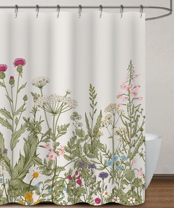 Wild Floral Flower Herb Plant Shower Curtain With Modern Fabric For A Unique Look