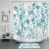 Wild Flower Natural Botanical Teal Floral Shower Curtain