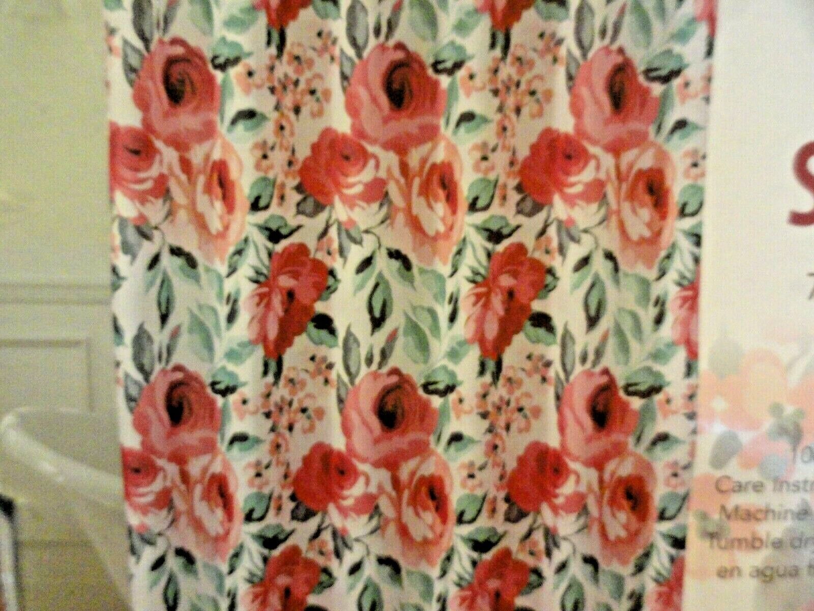 Wild Flowers Big Bold Floral Pink Green Blue Fabric Shower Curtain for Chic Bathroom