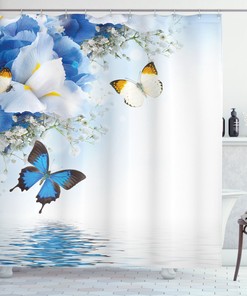 Wild Flowers Butterflies Print Shower Curtain Perfect For A Nature Inspired Bathroom