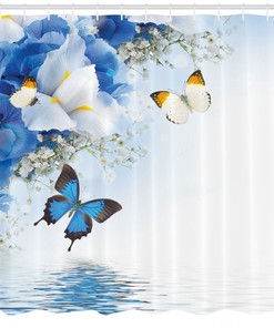 Wild Flowers Butterflies Print Shower Curtain Perfect For A Nature Inspired Bathroom