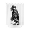 Wild Horse Riding Original Western Cowboy Cowgirl Artwork Shower Curtain for a Western Theme Bathroom