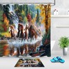 Wild Horses Pine Forest Shower Curtain - Nature-Inspired Bathroom Accessory 