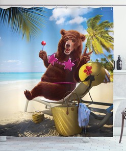 Wild Hot Beach Sexy Bear Print Animal Shower Curtain For Bathroom Decor