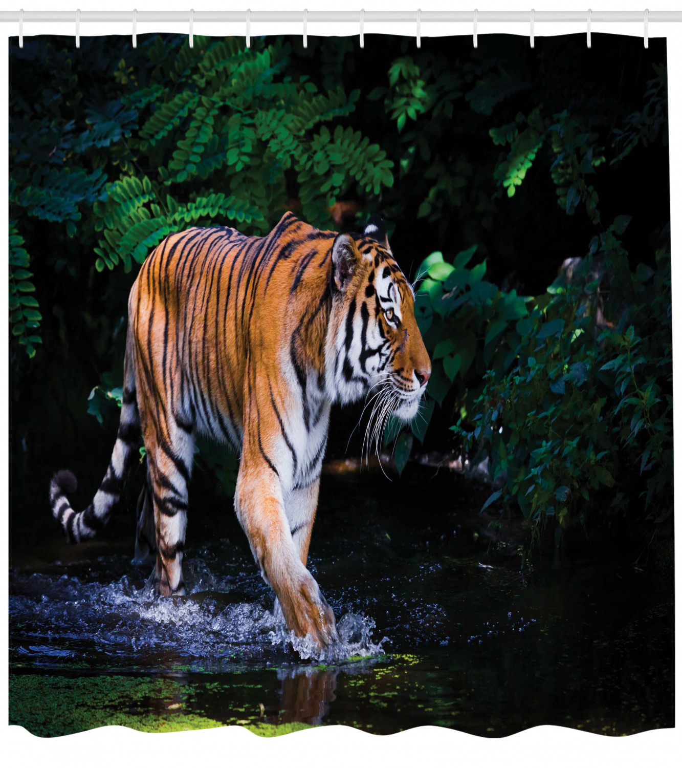 Wild Jungle Tiger Tree Print Shower Curtain for a Bold Bathroom