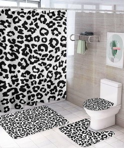 Wild Leopard Skin Shower Curtain, Waterproof Bathroom Decor by Vantaso