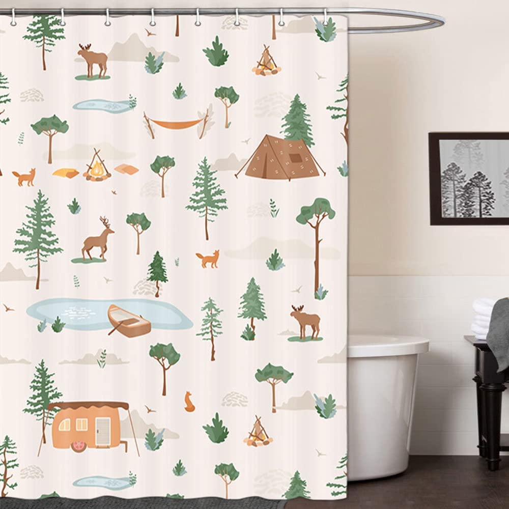 Wild Life Deer Moose Forest Decor Shower Stall Curtains For Camper Rv Travel Trailers - Image 2