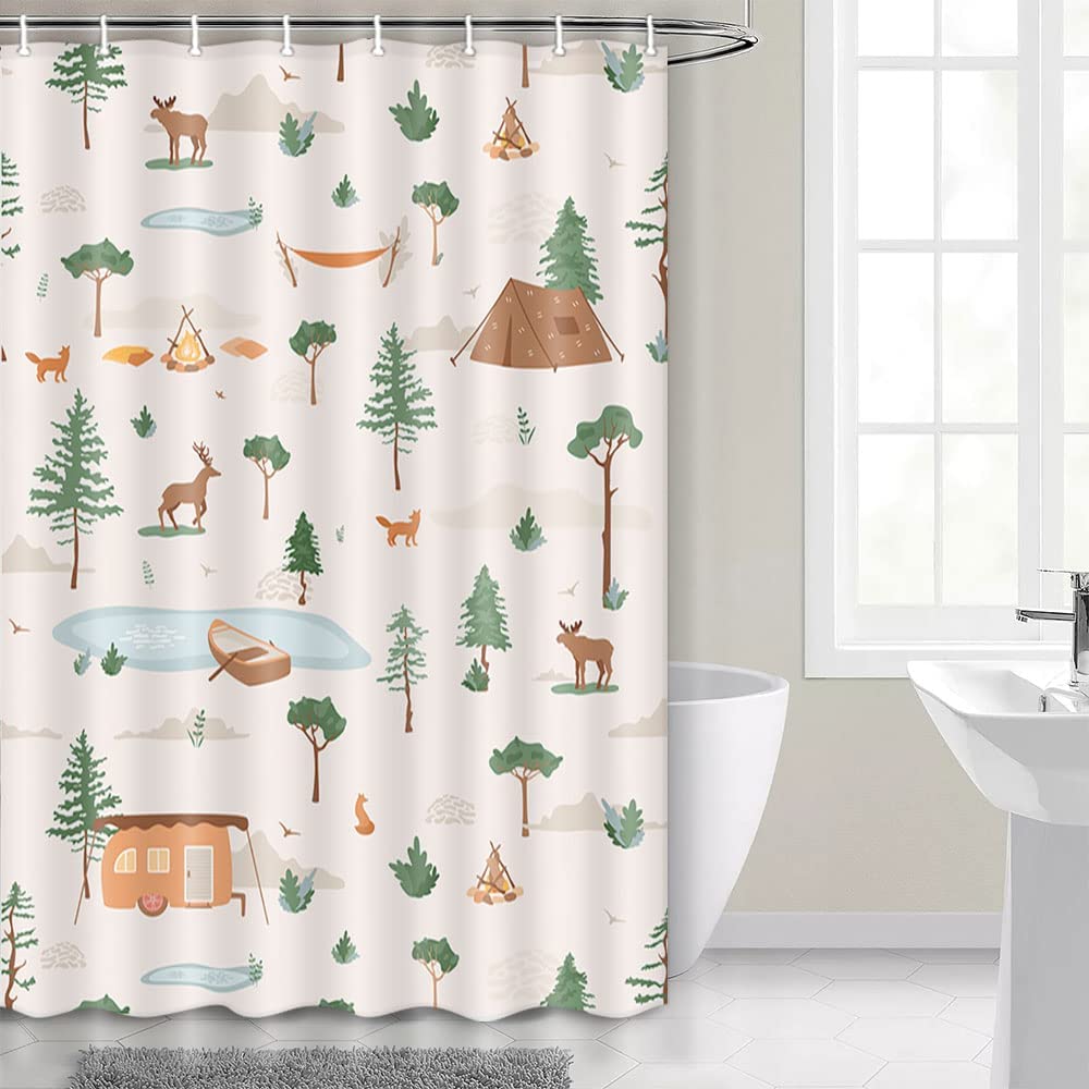 Wild Life Deer Moose Forest Decor Shower Stall Curtains For Camper Rv Travel Trailers - Image 3