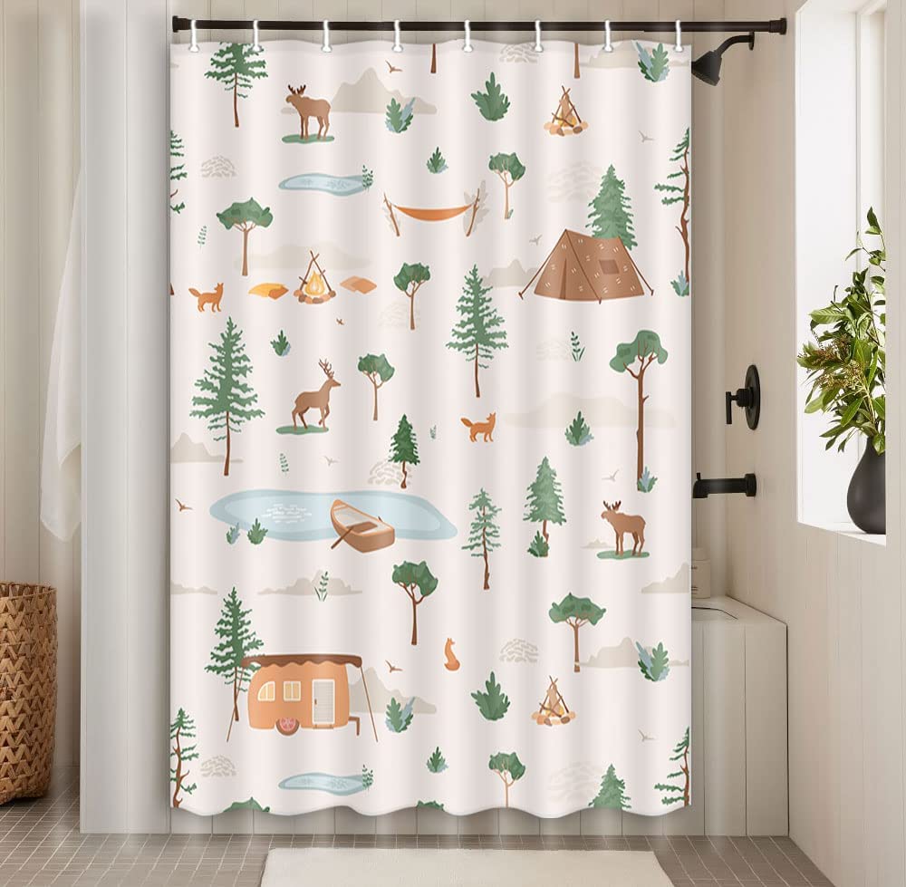 Wild Life Deer Moose Forest Decor Shower Stall Curtains For Camper Rv Travel Trailers - Image 4
