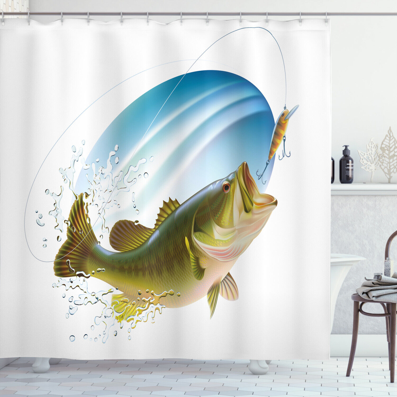 Wild Life Fish Printed Shower Curtain For A Nature-Themed Bathroom Decor