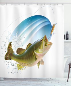 Wild Life Fish Printed Shower Curtain For A Nature-Themed Bathroom Decor