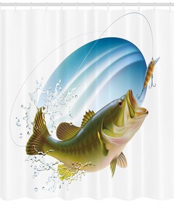 Wild Life Fish Printed Shower Curtain For A Nature-Themed Bathroom Decor
