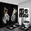 Wild Lion Crown Shower Curtain, African Leo Tiger Couple Bathroom Decor, Waterproof Black Curtain 