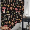 Wild Mushrooms And Plants Print Colorful Shower Curtain For A Nature-Inspired Bathroom Theme