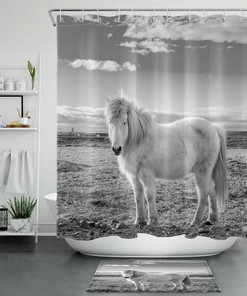 Wild Pony Horse Shower Curtain - Rustic Western Farmhouse Bathroom Decor