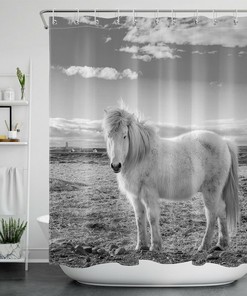 Wild Pony Horse Shower Curtain - Rustic Western Farmhouse Bathroom Decor