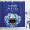 Wild Shark Hunter Print Dark Blue Shower Curtain Set For Your Bathroom