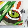Wild Tiger Feline Cat Vivid Print Eye Shower Curtain, Restroom Decor