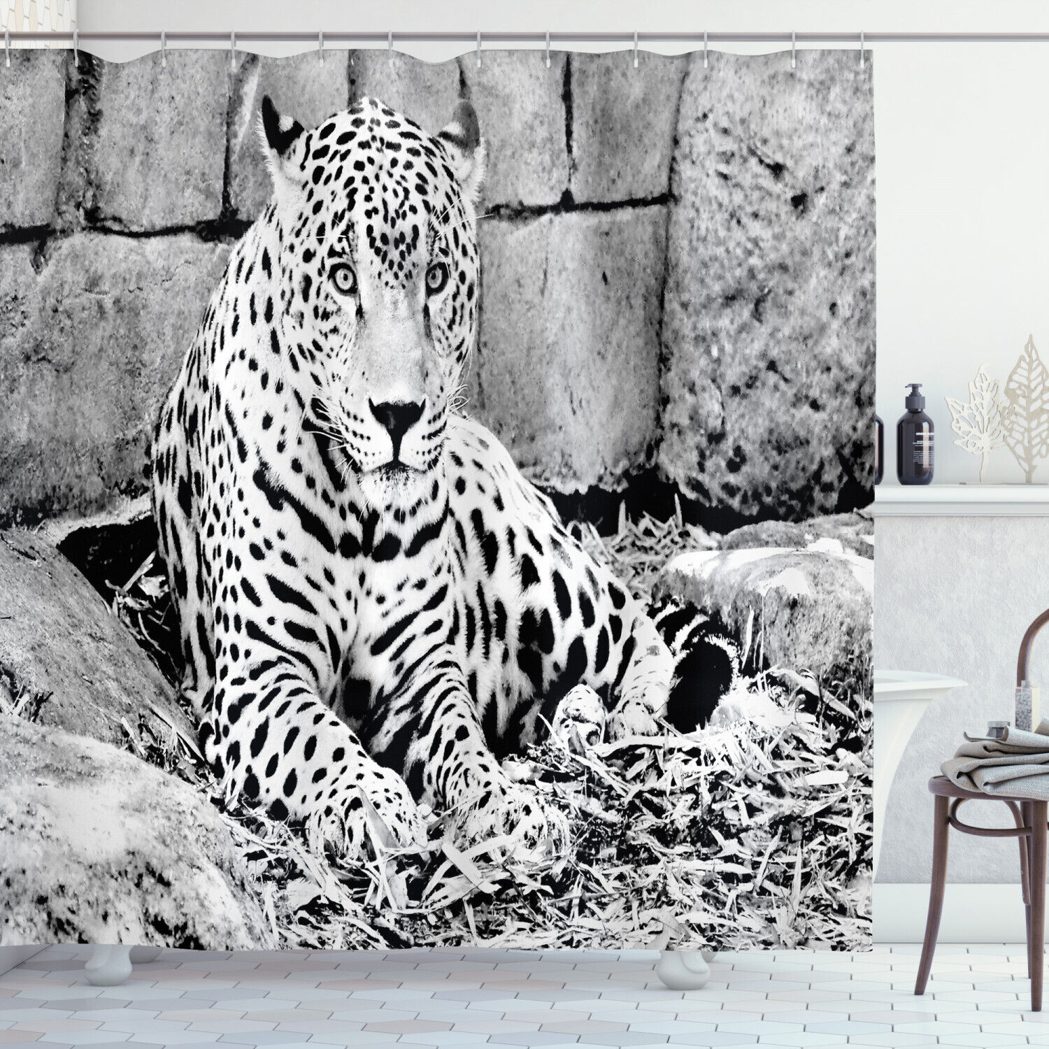 Wild Tiger Jaguar Jungle Print Shower Curtain for Unique Bathroom Decor