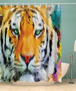 Wild Tiger Portrait Fabric Shower Curtain for Bathroom Decoration