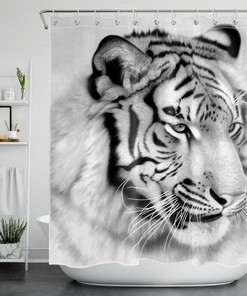 Wild Tiger Print Shower Curtain and Bathroom Accessory Set for Animal Lovers