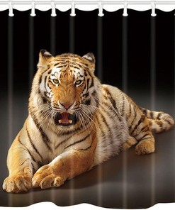 Wild Tiger Shower Curtain For Jungle Themed Bathrooms
