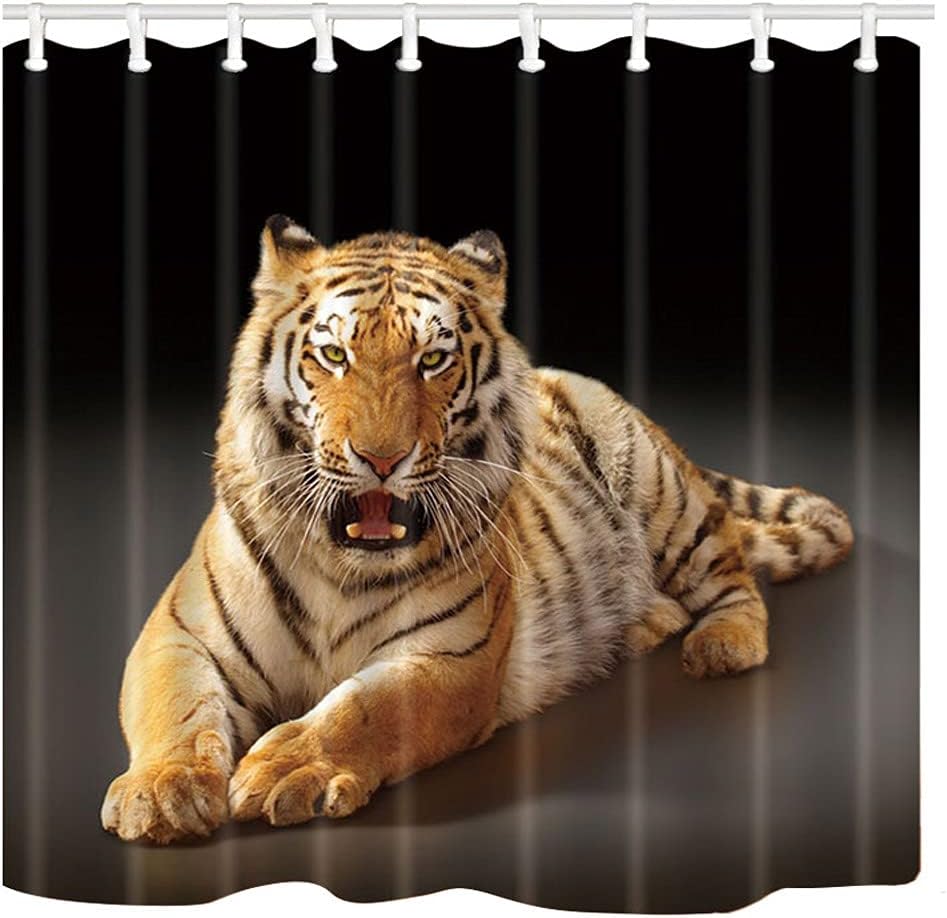 Wild Tiger Shower Curtain For Jungle Themed Bathrooms
