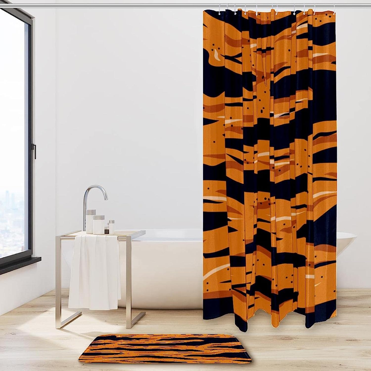 Wild Tiger Stripe Shower Curtain Sexy Animal Themed, Bathroom Waterproof Fabric Curtain