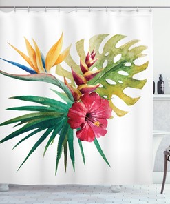 Wild Tropical Orchid Print Shower Curtain For An Exotic Bathroom Look