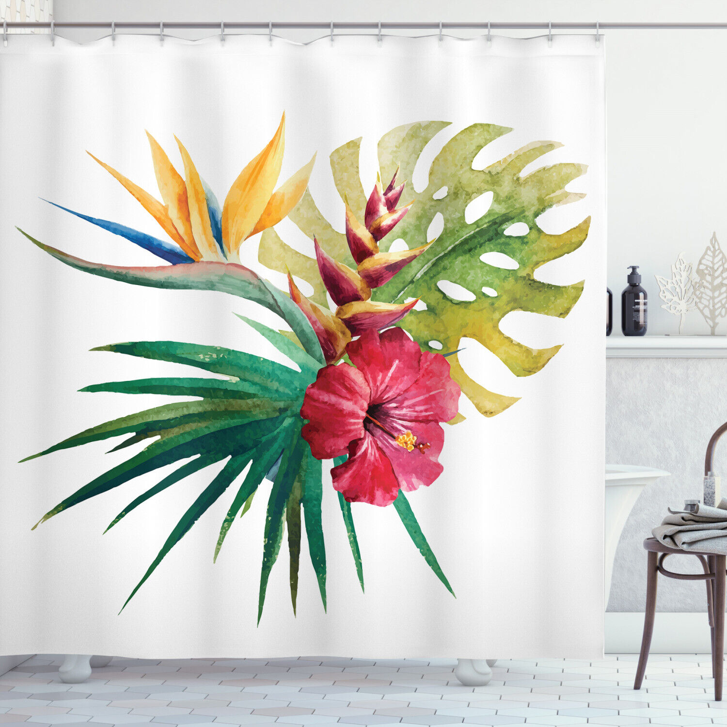 Wild Tropical Orchid Print Shower Curtain For An Exotic Bathroom Look