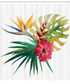Wild Tropical Orchid Print Shower Curtain For An Exotic Bathroom Look
