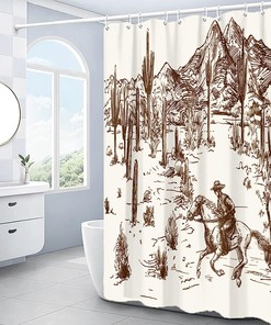 Wild West Cowboy Riding Horse Shower Curtain for Bathroom Decor