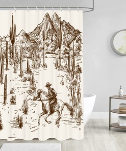 Wild West Cowboy Riding Horse Shower Curtain for Bathroom Decor