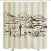 Wild West Cowboys Horse Riding Shower Curtain for Desert Bathroom 
