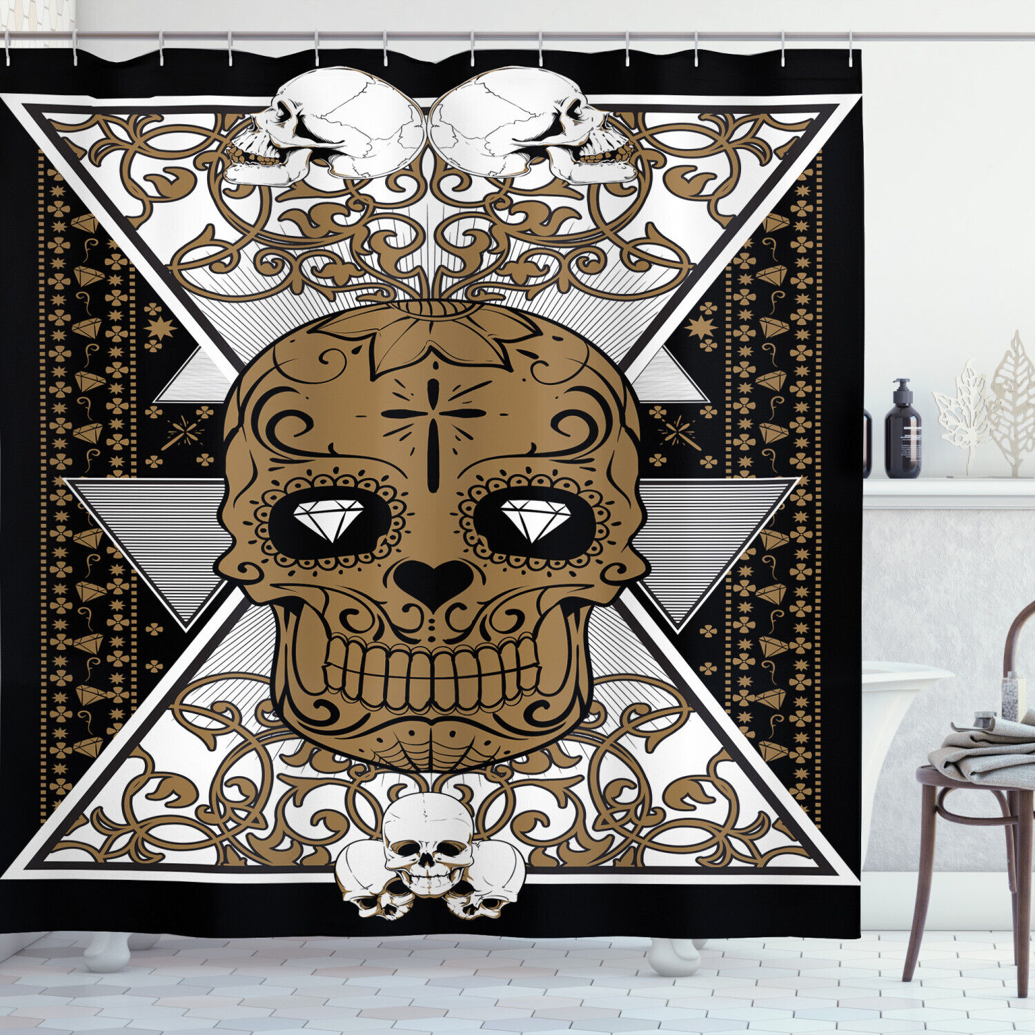 Wild Winter Animal Tattoo Print Shower Curtain for Adventurous Bathrooms