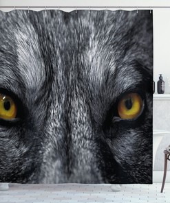 Wild Wolf Dangerous Mammal Print Eye Shower Curtain, Unique Bathroom Decor