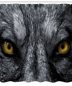 Wild Wolf Dangerous Mammal Print Eye Shower Curtain, Unique Bathroom Decor