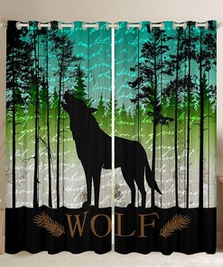 Wild Wolf Window Drapes - Rustic Wildlife-Inspired Curtains for Your Bathroom 